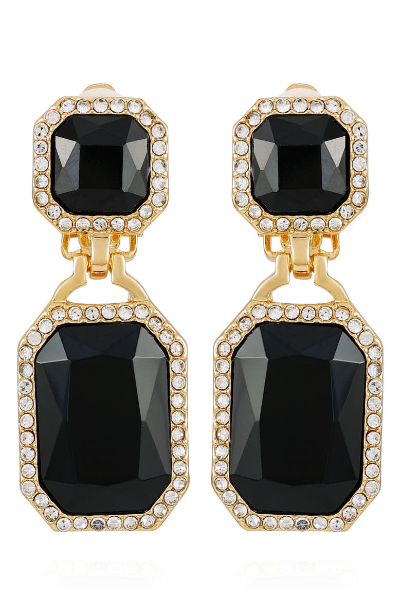 T Tahari Crystal Clip-On Drop Earrings, Main, color, Silver Tone