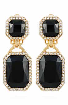 T Tahari Crystal Clip-On Drop Earrings