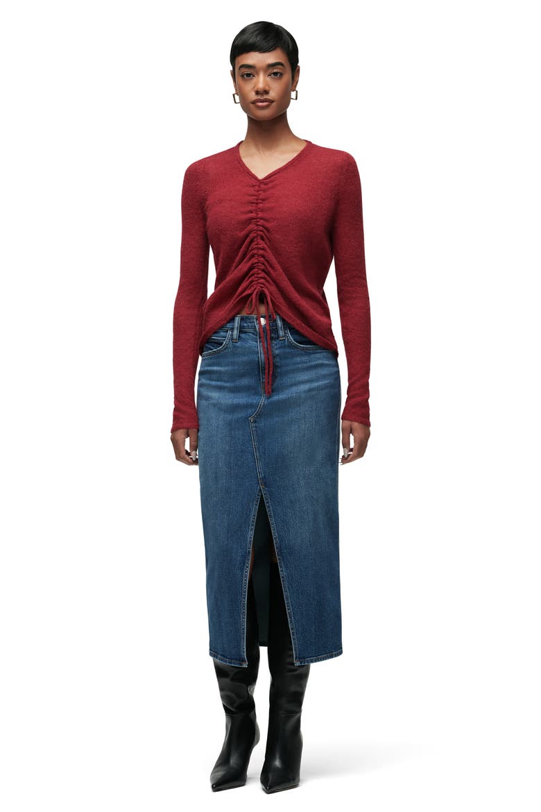 Reconstructed Denim Midi Skirt, Alternate, color, ZION