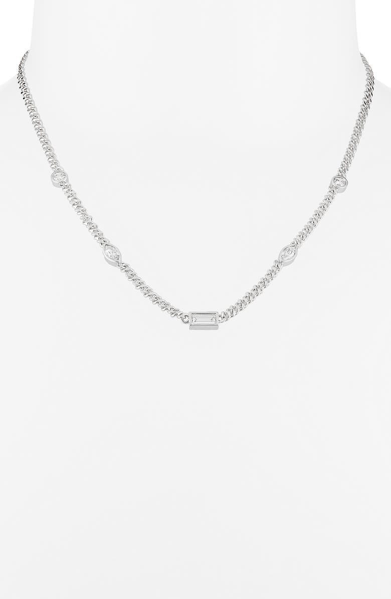 Nadri Coco Cubic Zirconia Station Chain Necklace, Alternate, color, Rhodium