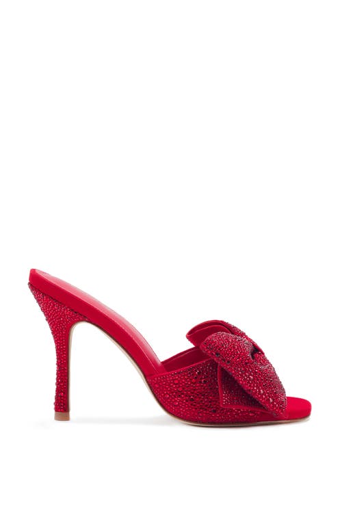 Larroude Women's Elle Slip On Embellished Bow Slide Sandals In Scarlet