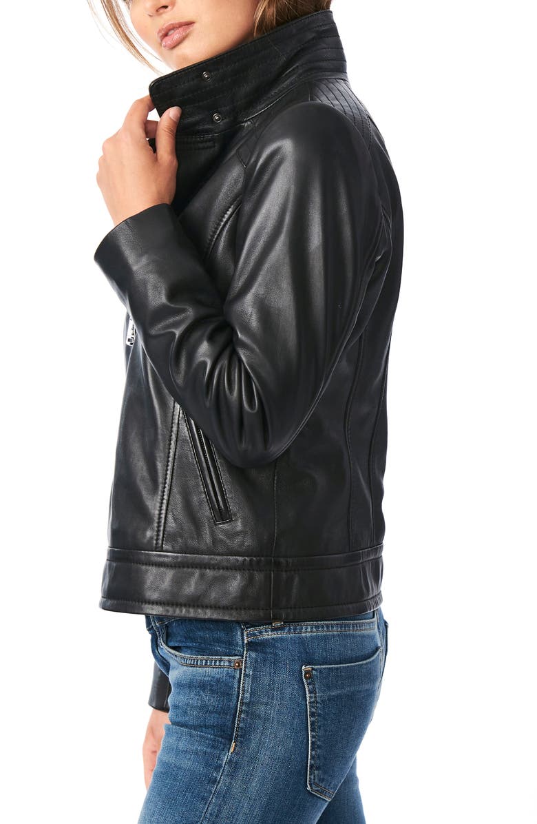 Bernardo Leather Moto Jacket, Alternate, color, 