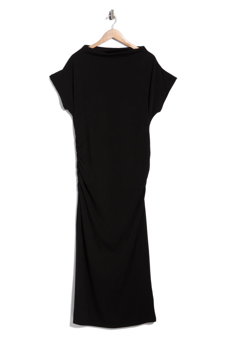 Off the Shoulder Ruched Dress, Alternate, color, BLACK