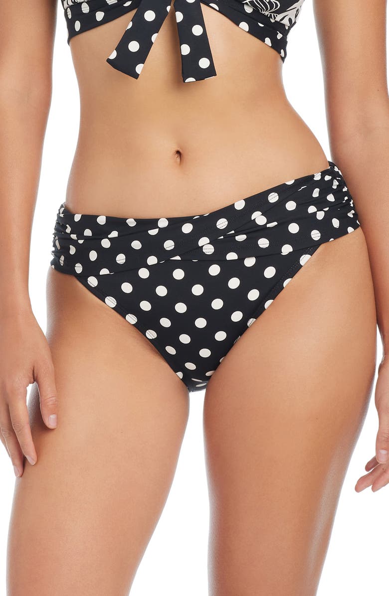 BLEU by Rod Beattie Double Trouble Sarong Hipster Bikini Bottoms, Main, color, Black/ Coconut Water