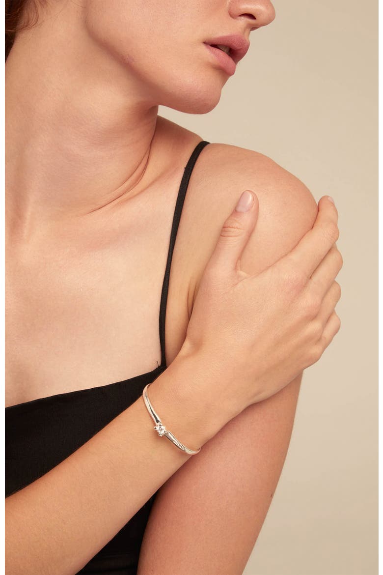 Blue Zirconia Cuff Bracelet, Alternate, color, Silver