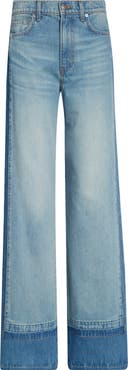 Veronica Beard Taylor Colorblock High Waist Wide Leg Jeans