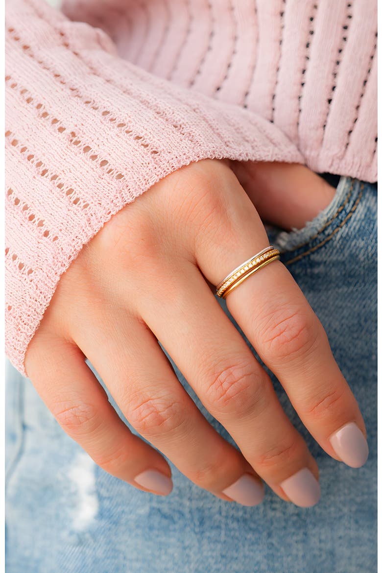 Gold and Silver Stacking Ring Set, Alternate, color, 18k Gold Plated Brass