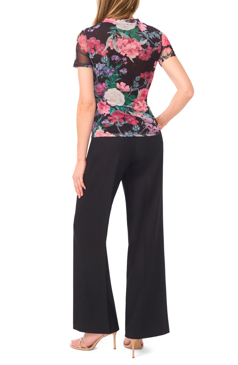 Ted Baker Devin Floral Mesh T-Shirt, Alternate, color, Rich Black