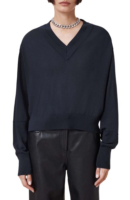 Shop Allsaints Julieana Merino Wool Sweater In Ink Blue