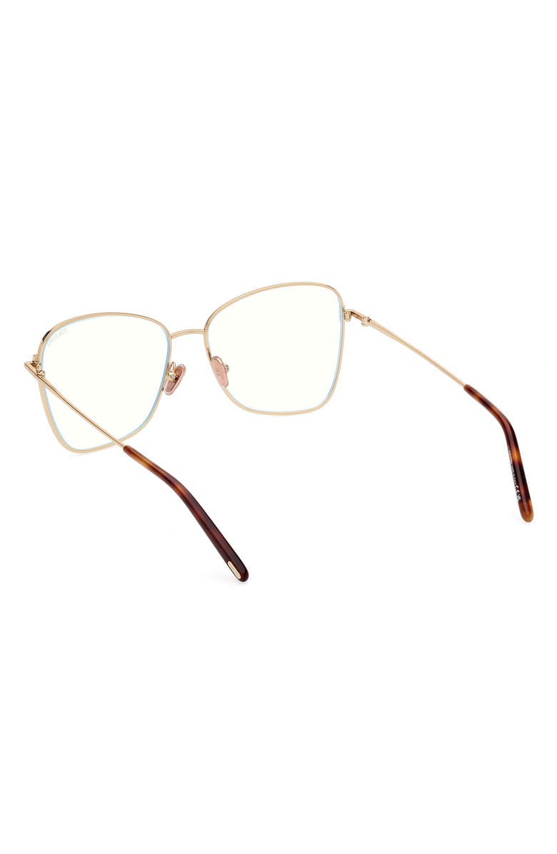 TOM FORD 55mm Butterfly Blue Light Blocking Optical Glasses, Alternate, color, Pale Gold Brown Enamel
