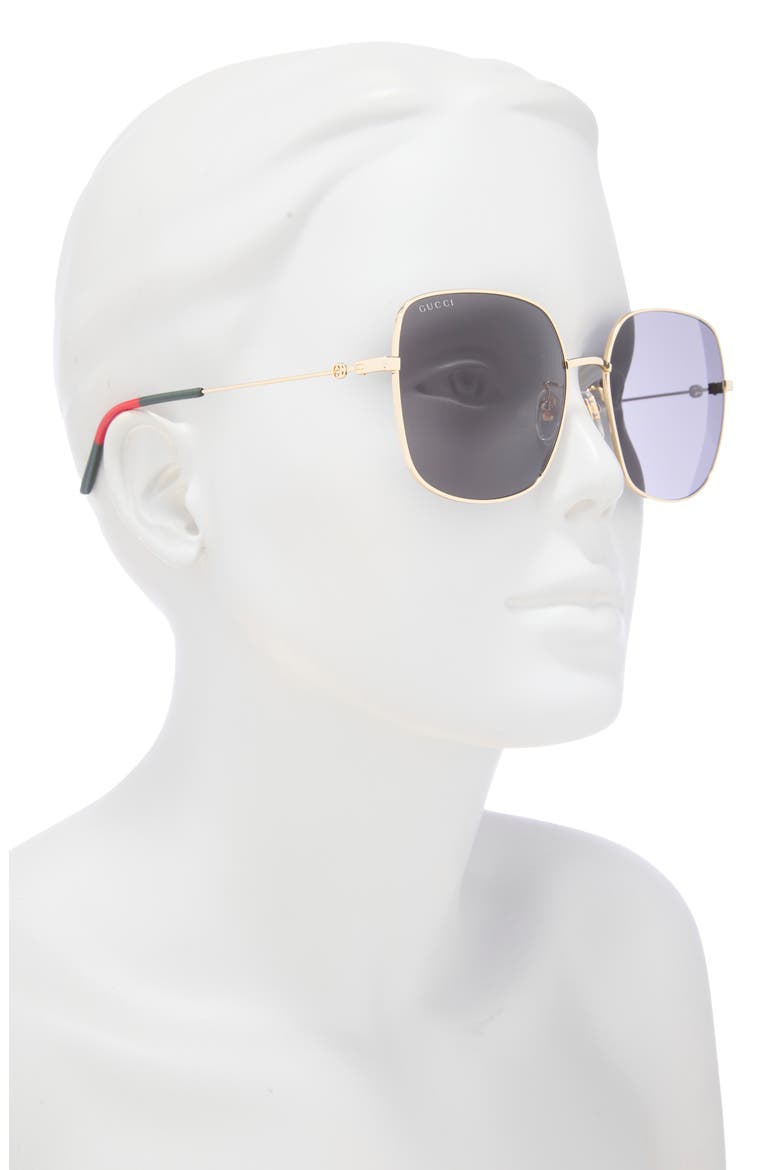 59mm Square Sunglasses, Alternate, color, GOLD GOLD GREY
