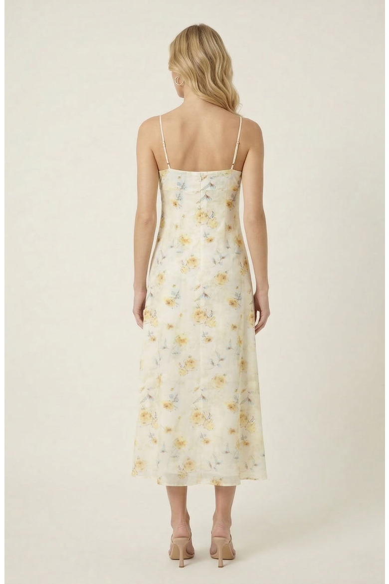Floral Midi Dress, Alternate, color, Cream Floral