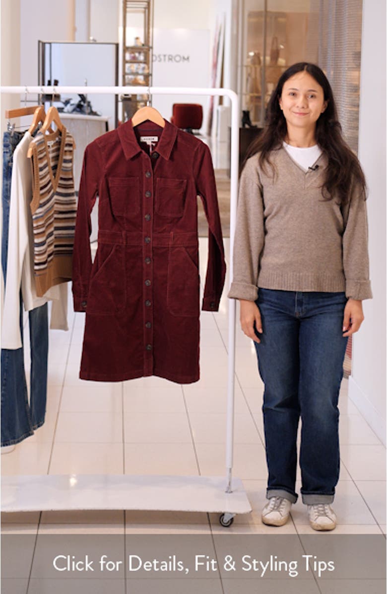 Long Sleeve Corduroy Shirtdress, sales video thumbnail