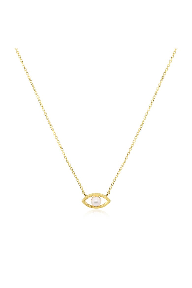 Evil Eye Pearl Necklace, Main, color, Yellow Gold
