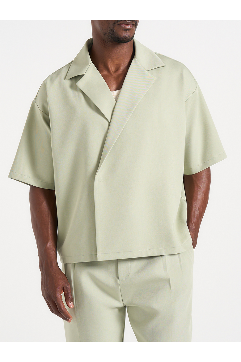 Abel Boxy Tailored Double Breasted Shirt, Alternate, color, Sage