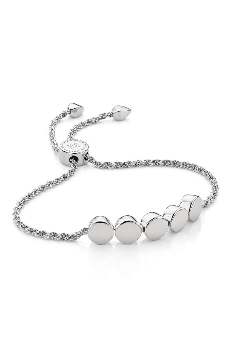 Linear Bead Friendship Bracelet, Main, color, SILVER