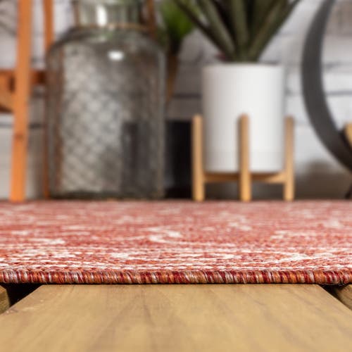 Jonathan Y Charleston Vintage Filigree Textured Weave Octagon Indoor/outdoor Area Rug In Red