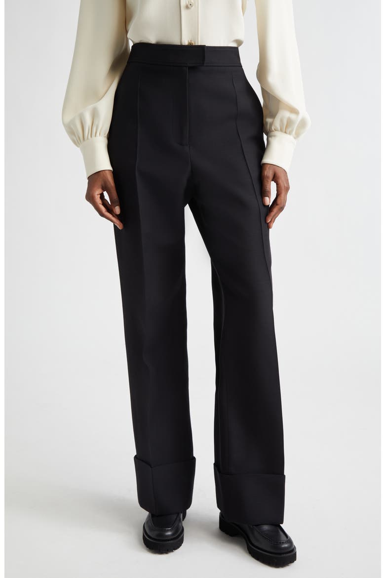 Crepe Couture Straight Leg Pants, Main, color, BLACK