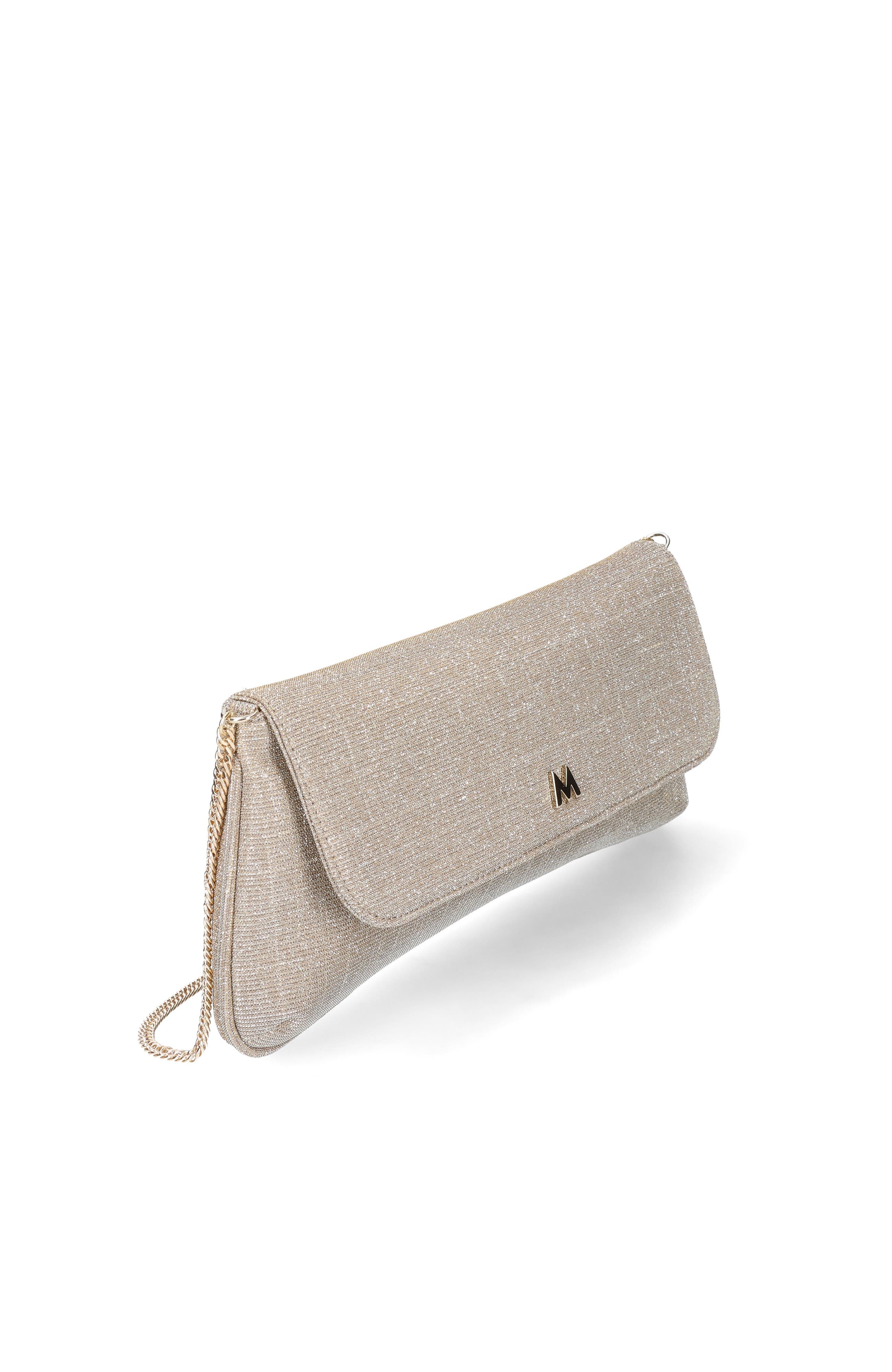 MASCARO Medium Clutch With Cross Body Chain Strap, Alternate, color, Champagne Gold