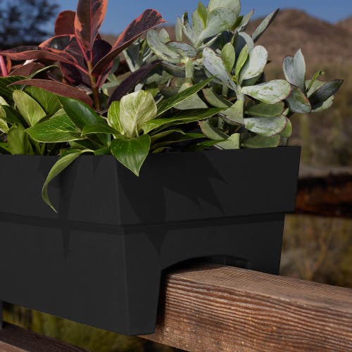 Bloem Black 24 Inch Finley Deck Rail Planter, 7.5 Gal Capacity In Black