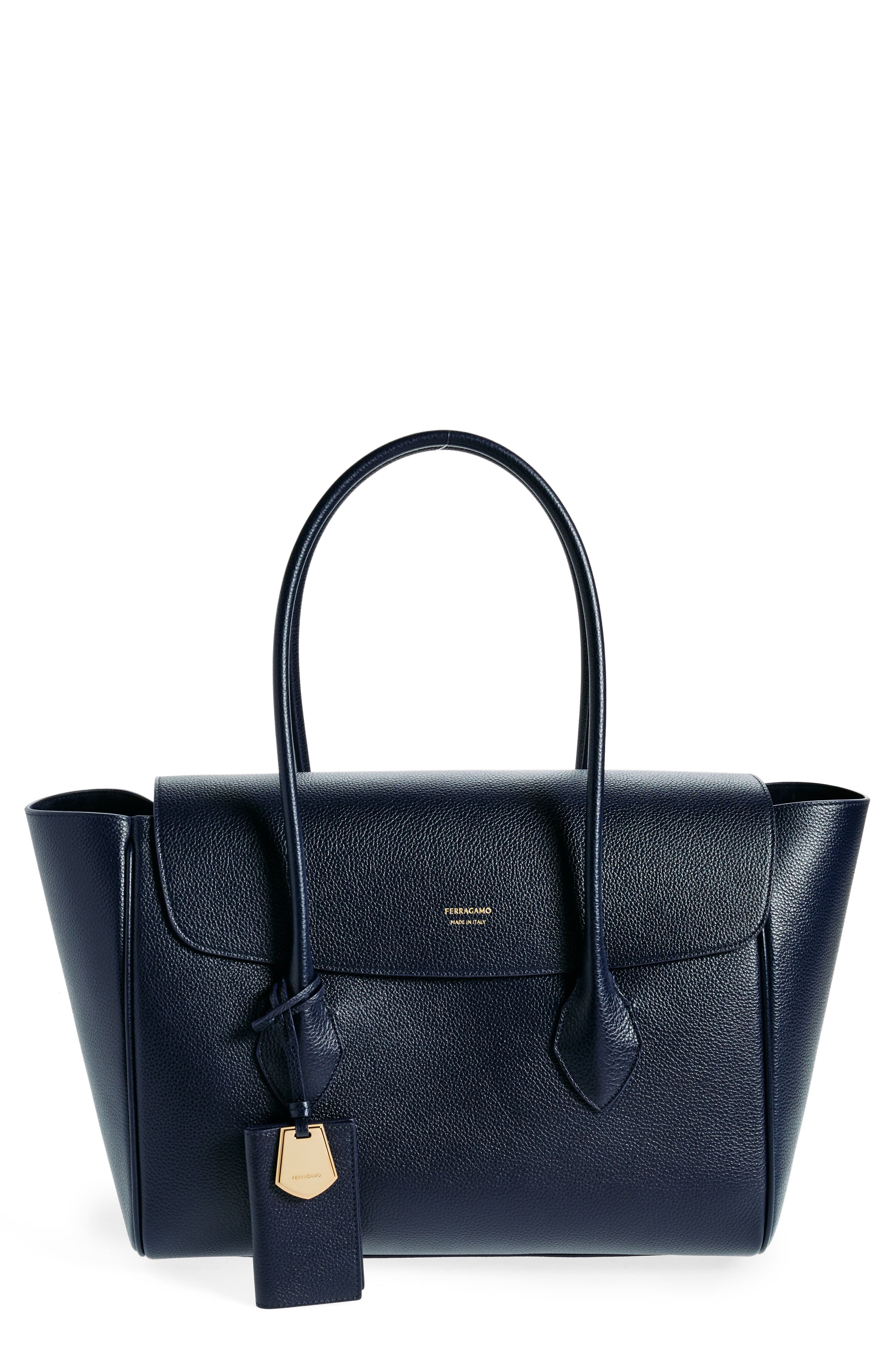 FERRAGAMO Large Firenze Leather Tote, Main, color, 