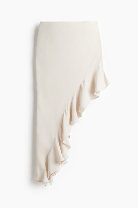 Flounce-trimmed Viscose Skirt