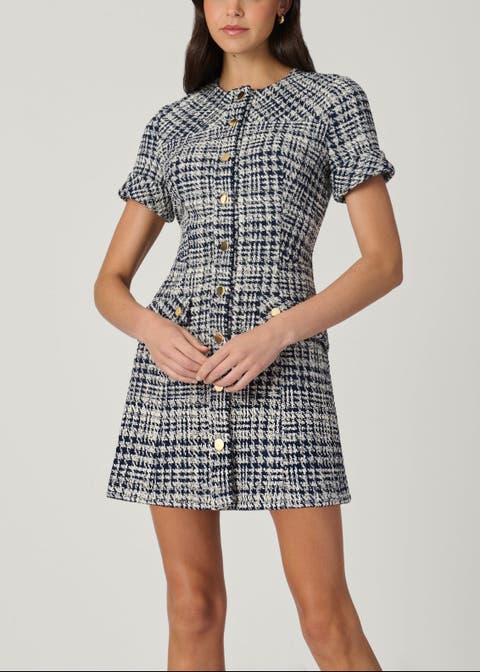 Haisley Houndstooth Tweed Dress