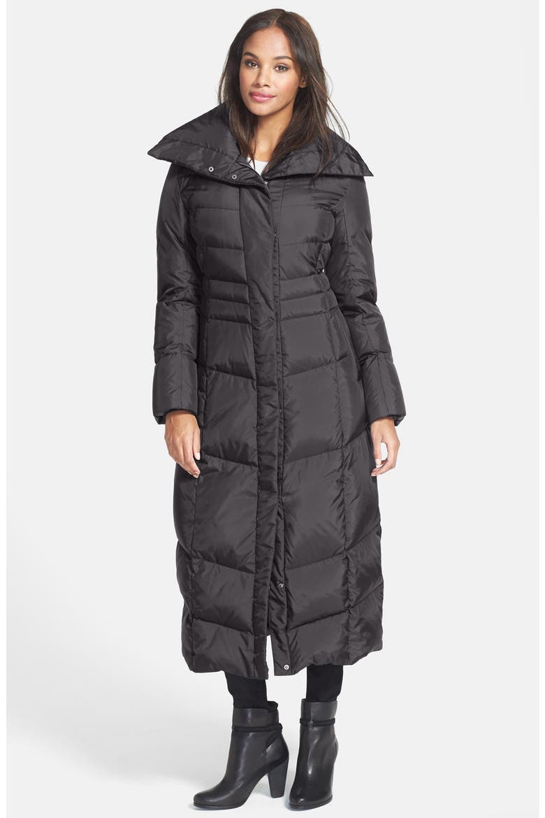 Long Down & Feather Fill Coat, Main, color, BLACK