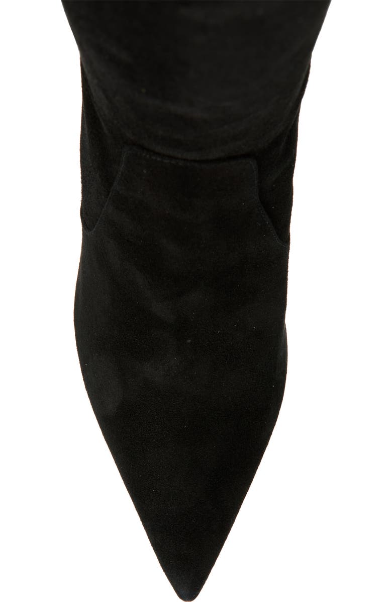 Stuart Weitzman Stuart Supersculpt Pointy Toe Knee High Boot 75, Alternate, color, Black Suede