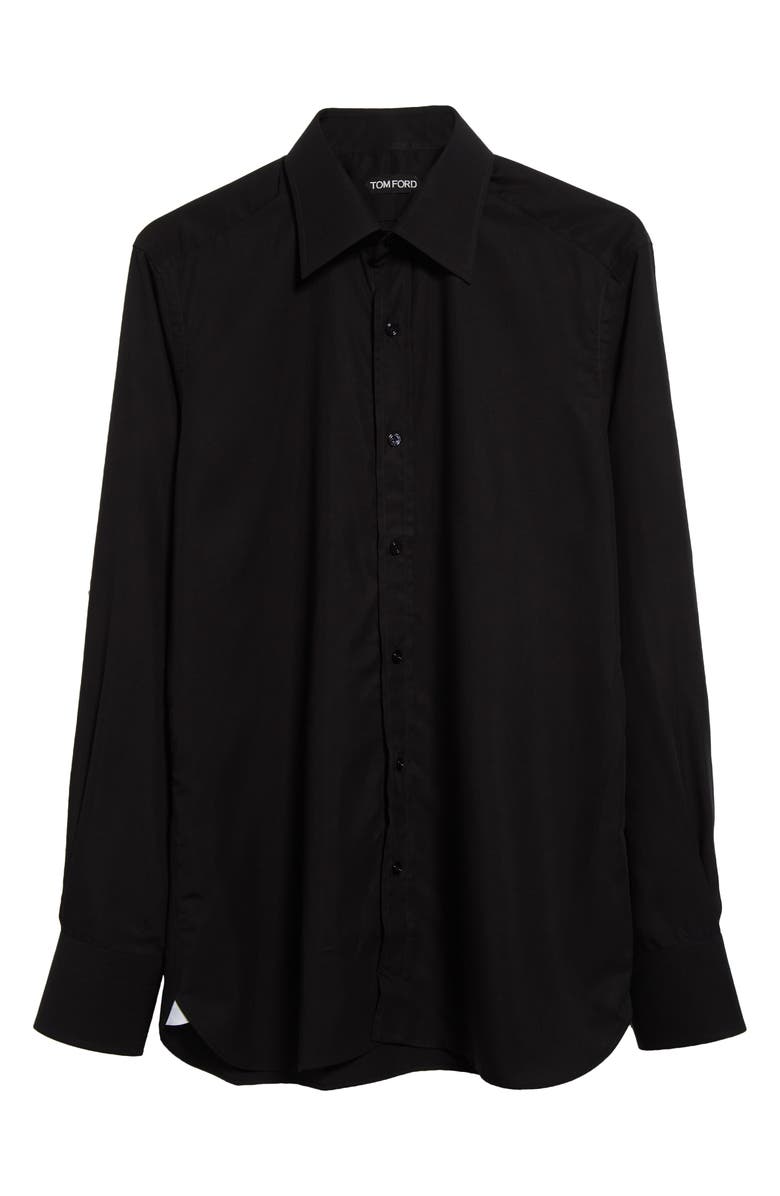 TOM FORD Fluid Parachute Slim Fit Button-Up Shirt, Alternate, color, Lb999 Black