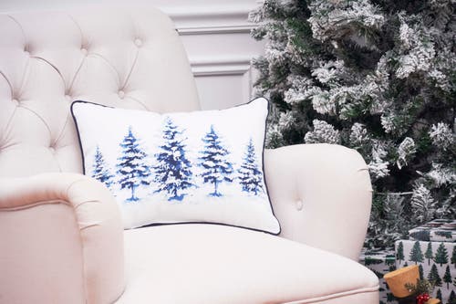 C & F Home C&f Home Winter Trees Christmas Accent Pillow, 14" X 18" In Blue
