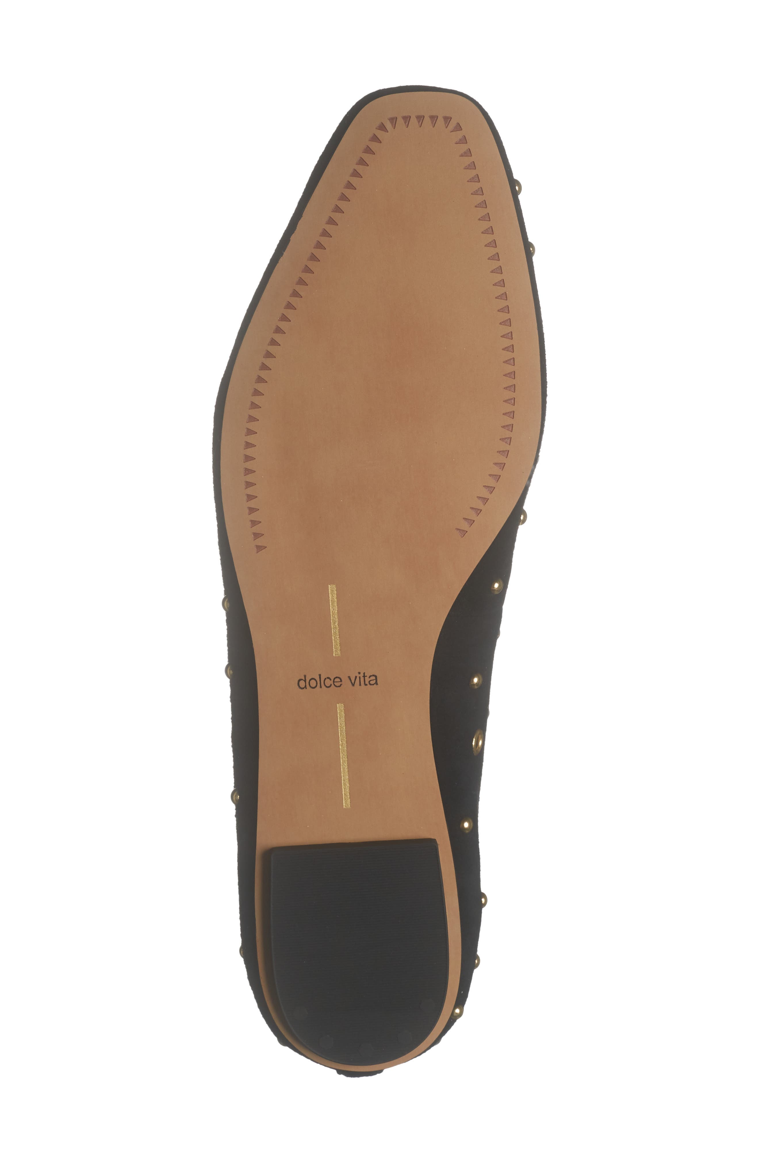 Caret Stud Leather Ballet Flat, Alternate, color, ONYX SUEDE