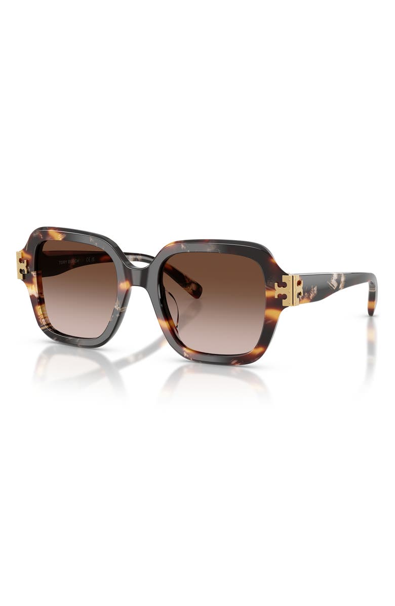 Tory Burch 51mm Square Sunglasses, Alternate, color, Wavy Tortoise / Brown Gradient