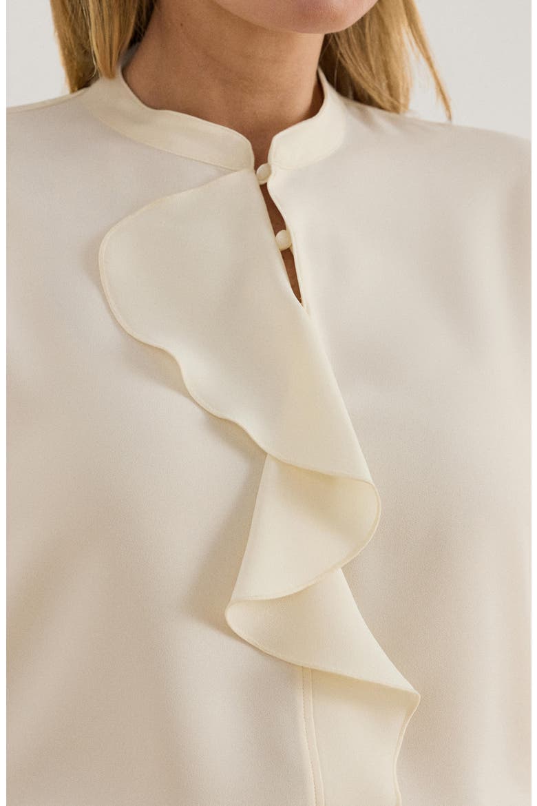 Ruffle Trim Georgette Tunic, Alternate, color, MASCARPONE CREAM
