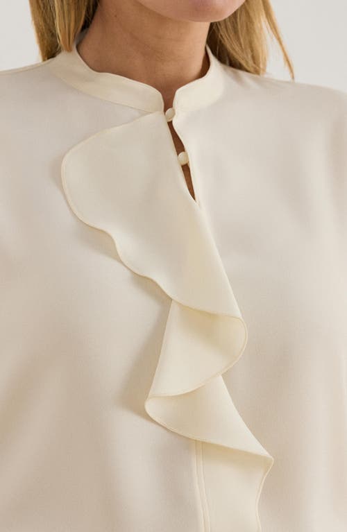 Ralph Lauren Lauren Ruffle Trim Georgette Tunic In Neutral