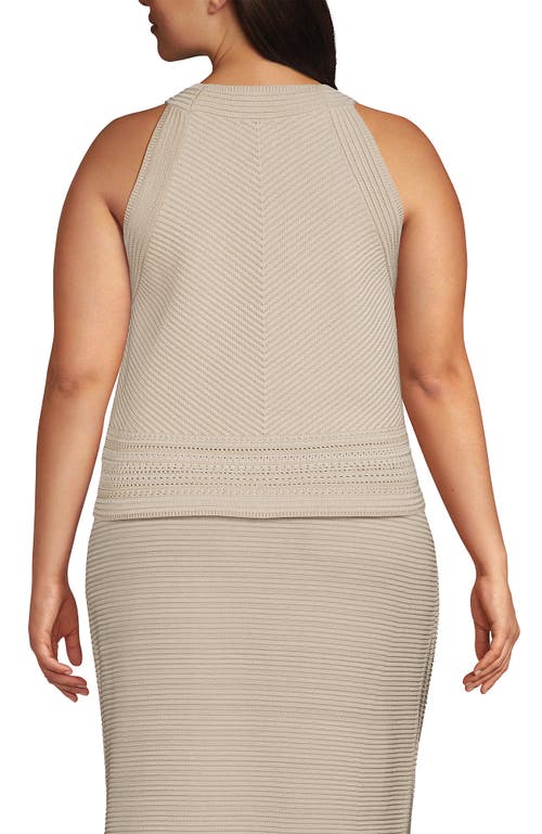 Lands' End Gassed Cotton Pointelle Halter Top Sweater Set Top In Multi