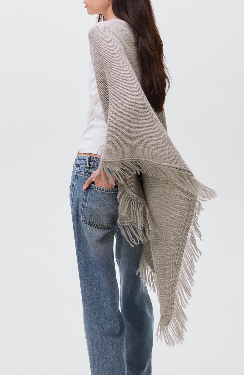 MANGO TEEN Fringe Knit Scarf, Alternate, color, Light/ Pastel Grey