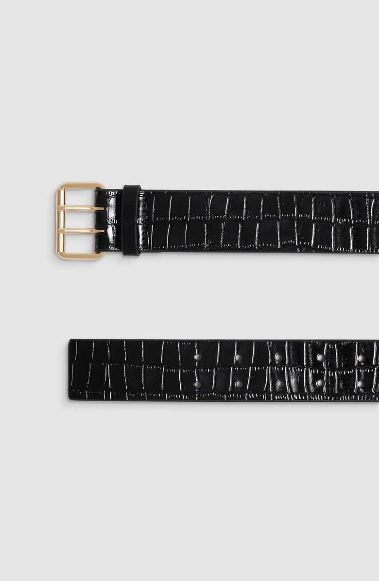 ANINE BING Mila Embossed Black Belt, Alternate, color, 