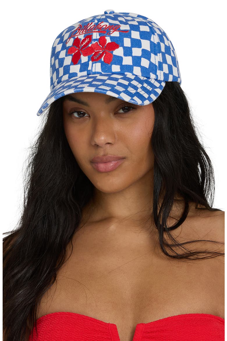 Embroidered Checkerboard Twill Baseball Cap, Alternate, color, TRUE BLUE