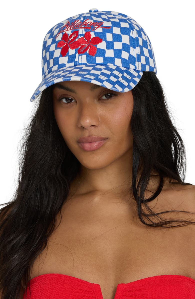 Billabong Embroidered Checkerboard Twill Baseball Cap, Alternate, color, True Blue