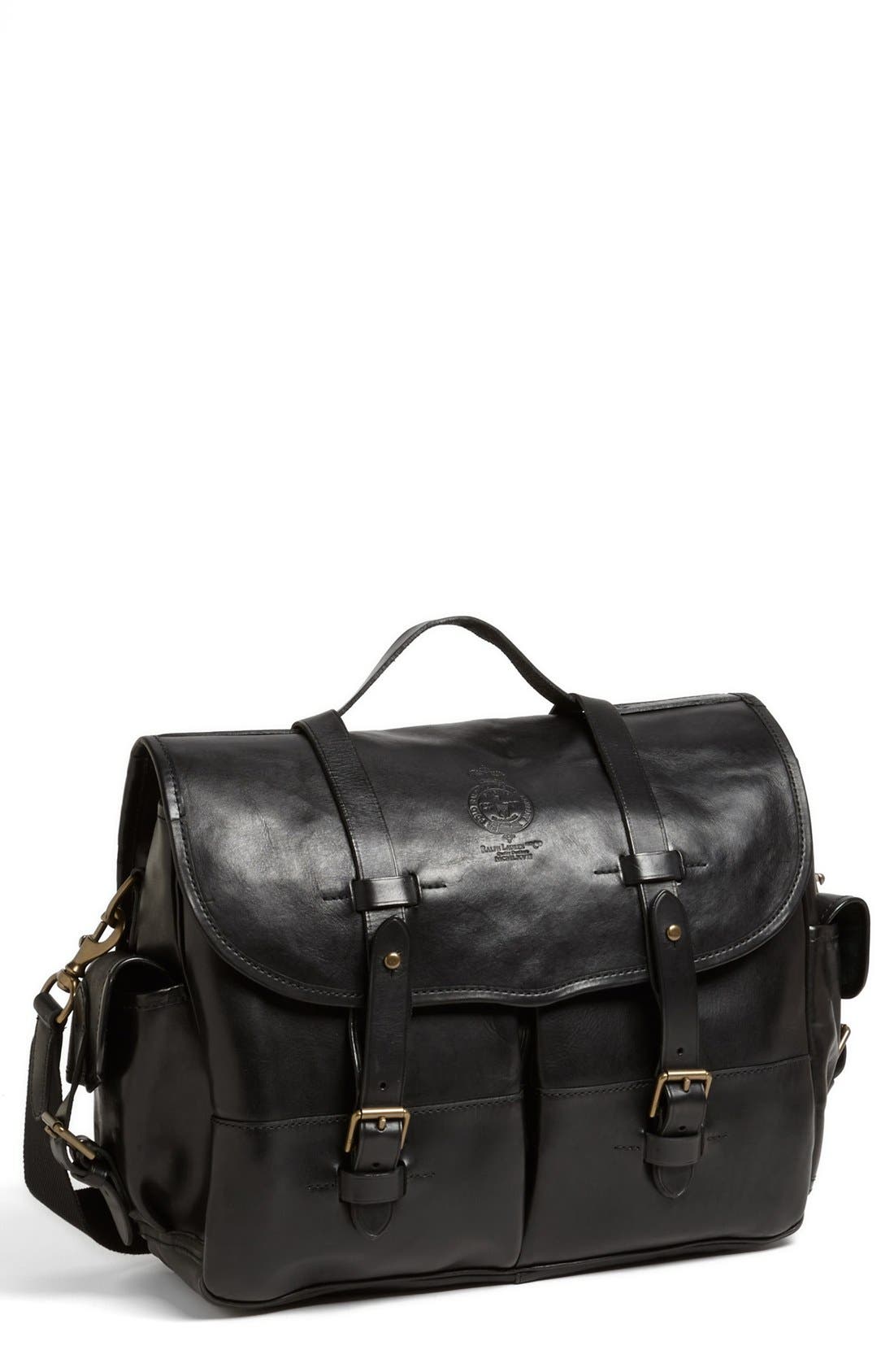 Polo Ralph Lauren Leather Briefcase, Main, color, 
