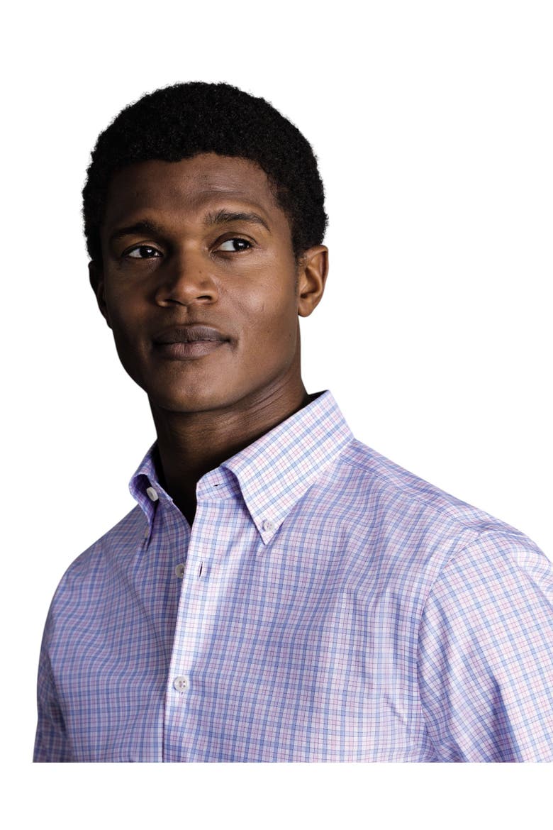 Check Non-Iron Button-Down Oxford Slim Fit Shirt Single Cuff, Alternate, color, Lilac Purple