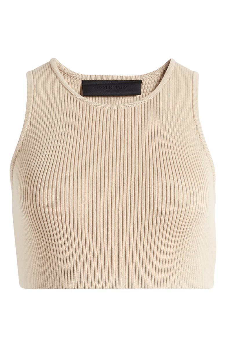 Fear of God Essentials Rib Crop Tank Top, Alternate, color, Gold Heather