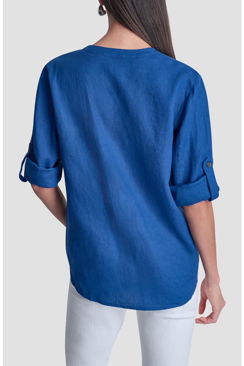 Linen Button-Up Shirt, Alternate, color, ADMIRAL