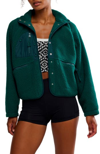 Free People Fp Movement Hit The Slopes Fleece Jacket In Evergreen
