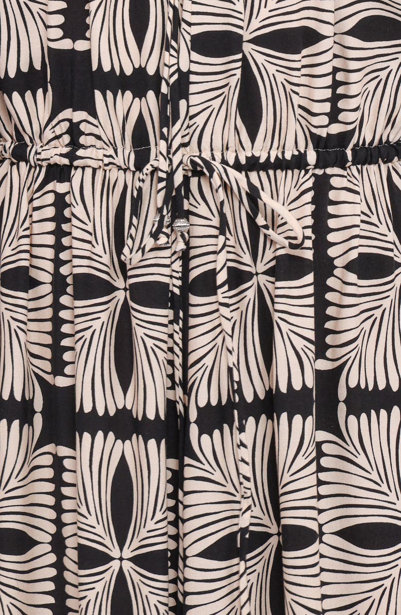 Petal & Pup Faris Print Long Sleeve Maxi Dress, Alternate, color, Black Geo