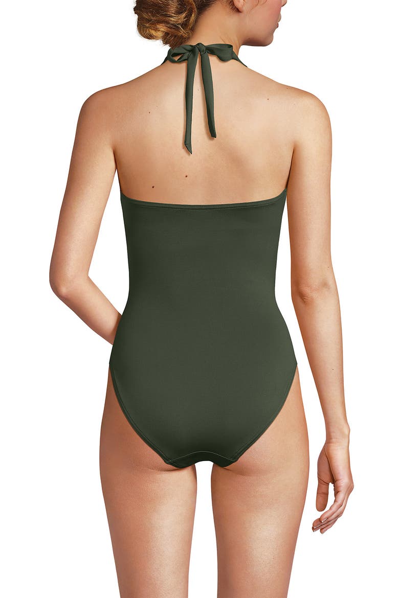 Sculpting Suit Plunge Halter High Leg One Piece Swimsuit, Alternate, color, Rich Olive Green