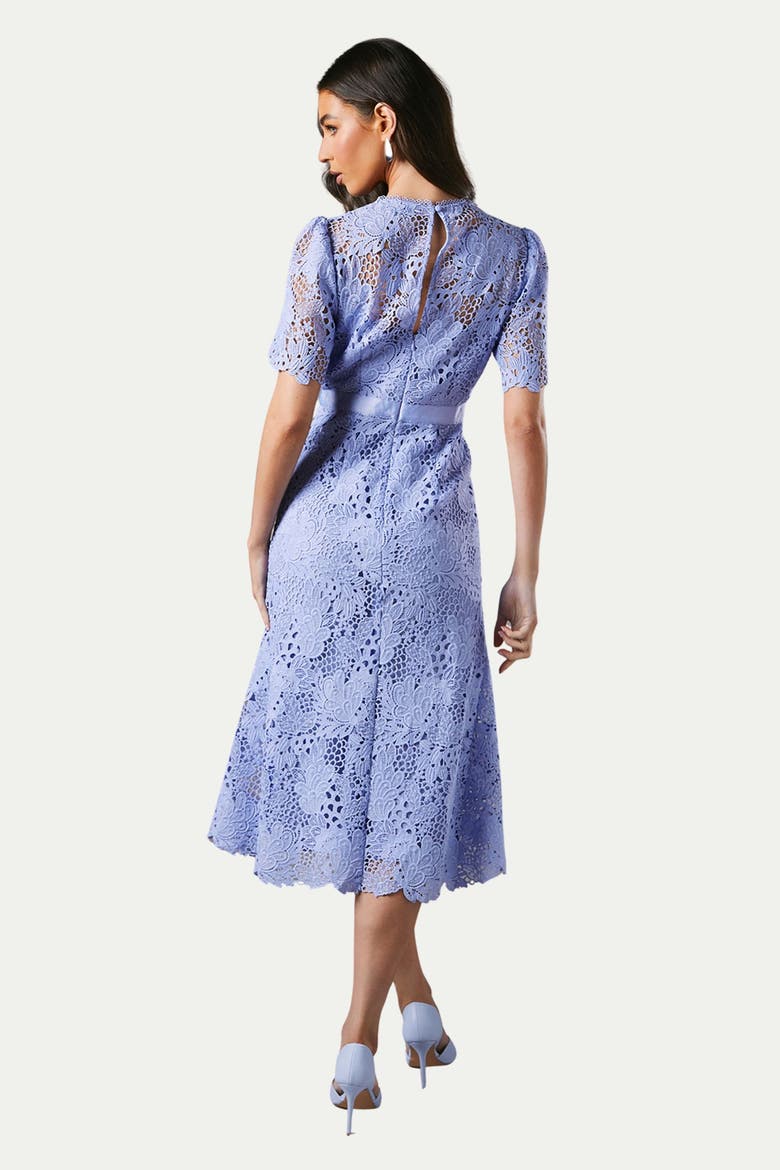 coast lace midi dress with bow belt Coast Women's Lace Midi Dress With Bow Belt in Berry | Size: 12