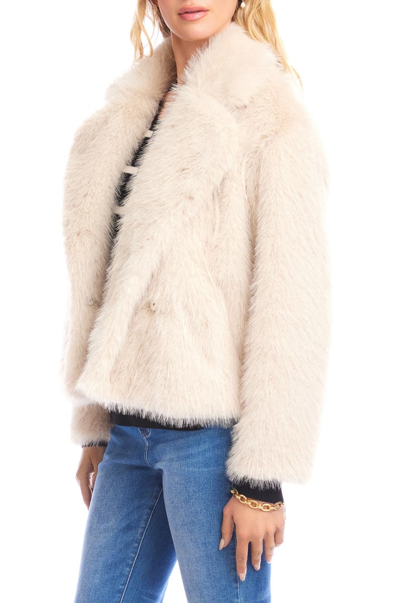 Karen Kane Faux Fur Crop Jacket, Alternate, color, Stone