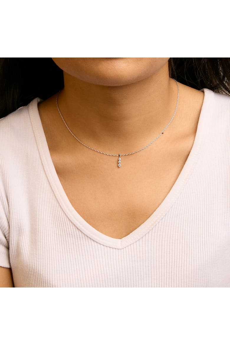 Silver 1/7 Cttw Lab Grown Diamond Three Stone Diamond Pendant Necklace, Alternate, color, White